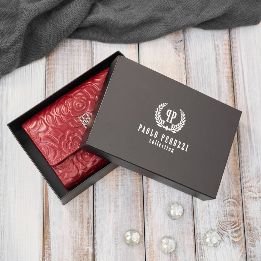 Portfel damski skórzany czerwony w orientacji poziomej RFID AL-15-RD