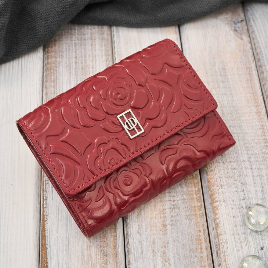 Portfel damski skórzany czerwony w orientacji poziomej RFID AL-15-RD