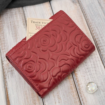 Portfel damski skórzany czerwony w orientacji poziomej RFID AL-15-RD