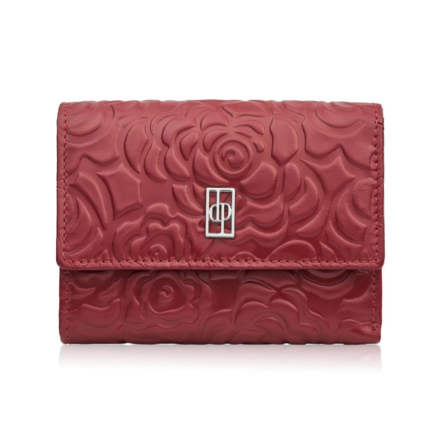 Portfel damski skórzany czerwony w orientacji poziomej RFID AL-15-RD