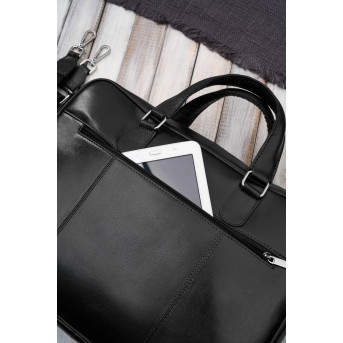 Męska torba skórzana na dokumenty czarna Paolo Peruzzi T-145-BL