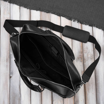 Męska torba skórzana na dokumenty czarna Paolo Peruzzi T-145-BL