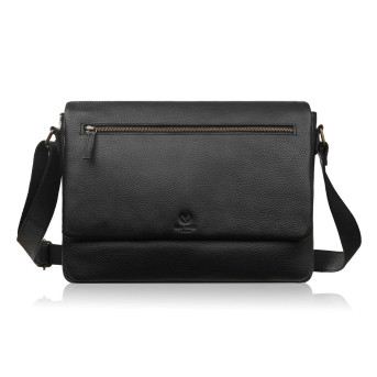 Męska skórzana torba na ramię na laptopa czarna Paolo Peruzzi IM-03-BL