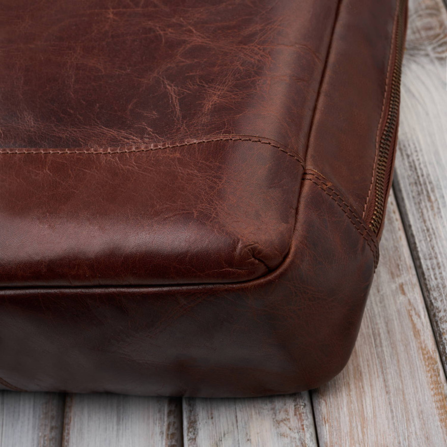 Plecak męski skórzany vintage na laptopa miejski brązowy pojemny IM-07-CG