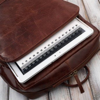 Plecak męski skórzany vintage na laptopa miejski brązowy pojemny IM-07-CG