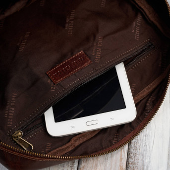Plecak męski skórzany vintage na laptopa miejski brązowy pojemny IM-07-CG
