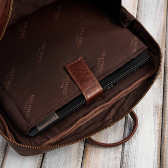 Plecak męski skórzany vintage na laptopa miejski brązowy pojemny IM-07-CG