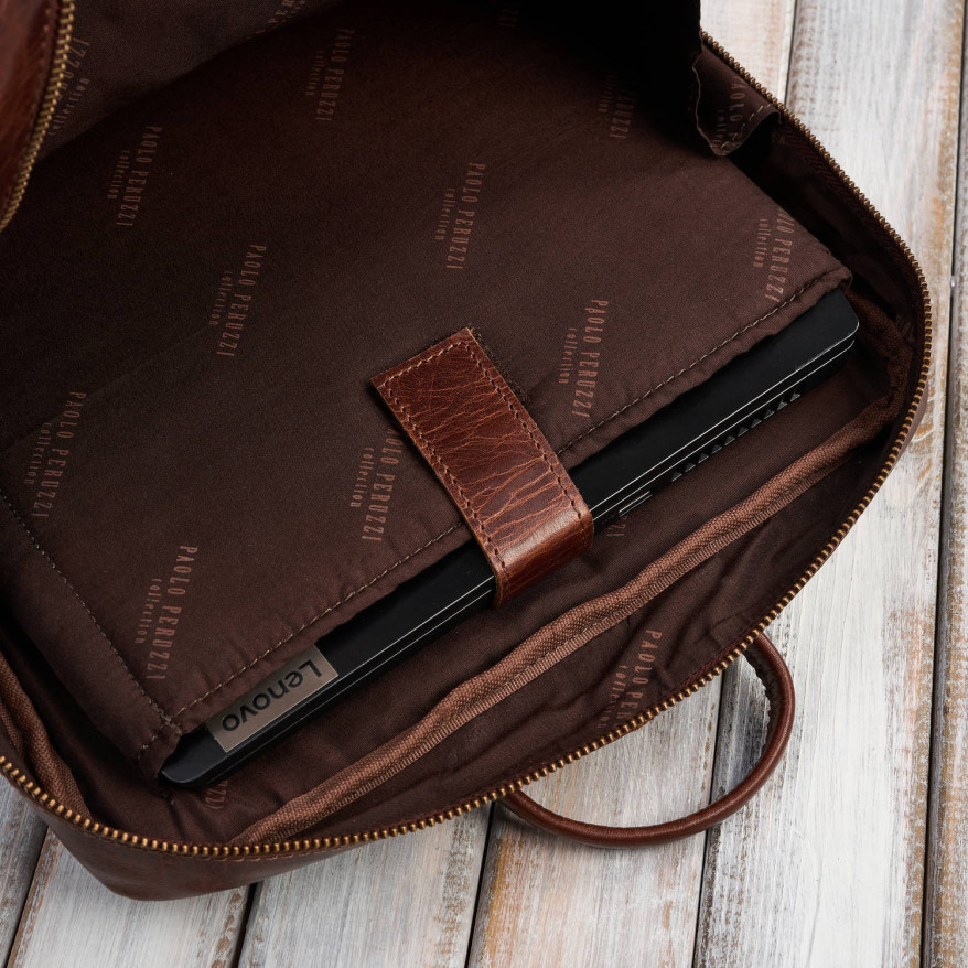 Plecak męski skórzany vintage na laptopa miejski brązowy pojemny IM-07-CG
