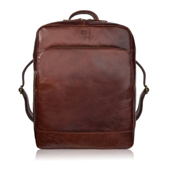Plecak męski skórzany vintage na laptopa miejski brązowy pojemny IM-07-CG