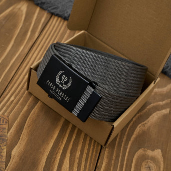 Pasek męski 105 cm parciany grafitowy PW-28-105 pasek do spodni Paolo Peruzzi