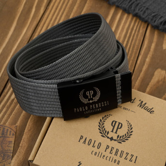 Pasek męski 95 cm parciany grafitowy PW-28-95 pasek do spodni Paolo Peruzzi