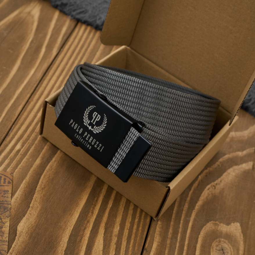 Pasek męski 95 cm parciany grafitowy PW-28-95 pasek do spodni Paolo Peruzzi