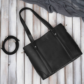 Torebka damska skórzana na ramię duża czarna Paolo Peruzzi