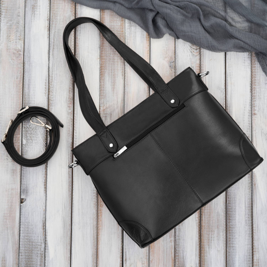 Torebka damska skórzana na ramię duża czarna Paolo Peruzzi