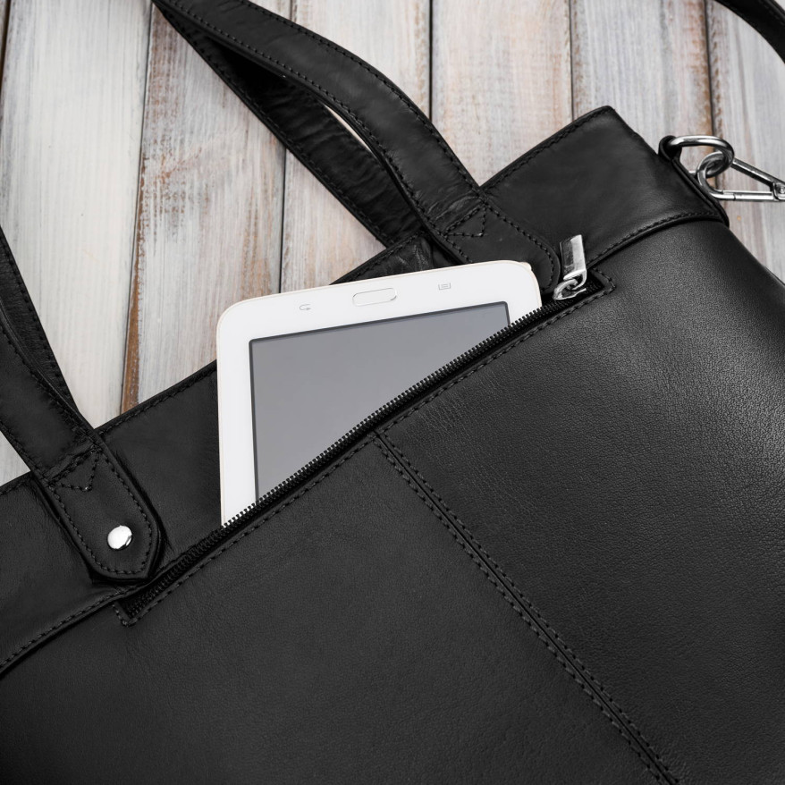 Torebka damska skórzana na ramię duża czarna Paolo Peruzzi