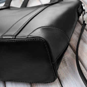 Torebka damska skórzana na ramię duża czarna Paolo Peruzzi