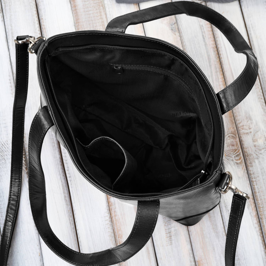 Torebka damska skórzana na ramię duża czarna Paolo Peruzzi