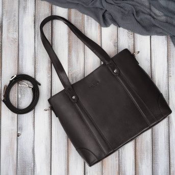 Torebka damska skórzana na ramię brązowa pojemna shopper bag Paolo Peruzzi