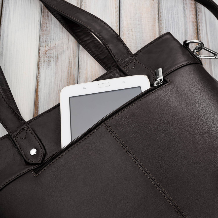 Torebka damska skórzana na ramię brązowa pojemna shopper bag Paolo Peruzzi