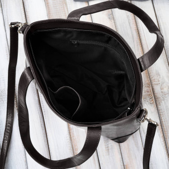 Torebka damska skórzana na ramię brązowa pojemna shopper bag Paolo Peruzzi