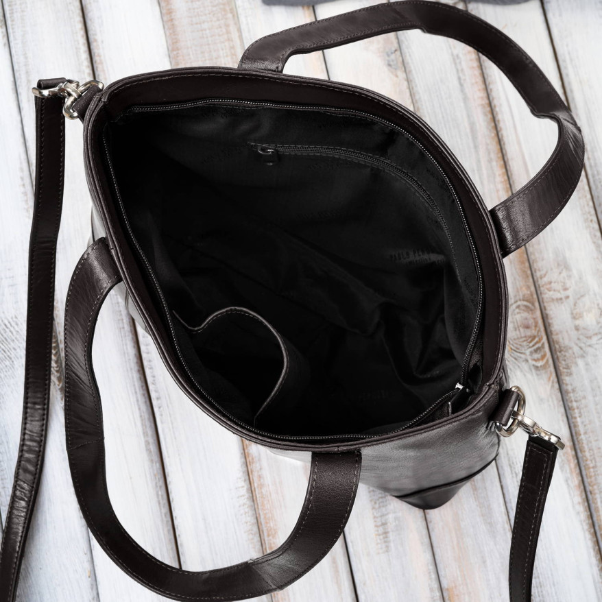 Torebka damska skórzana na ramię brązowa pojemna shopper bag Paolo Peruzzi