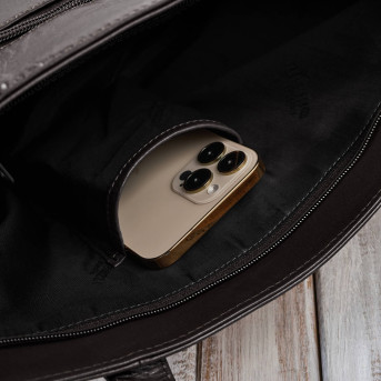 Torebka damska skórzana na ramię brązowa pojemna shopper bag Paolo Peruzzi