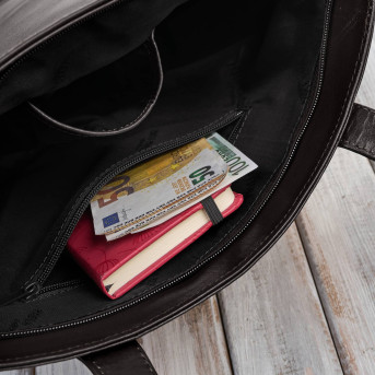 Torebka damska skórzana na ramię brązowa pojemna shopper bag Paolo Peruzzi