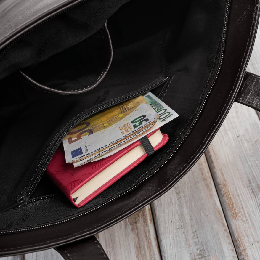 Torebka damska skórzana na ramię brązowa pojemna shopper bag Paolo Peruzzi