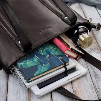 Torebka damska skórzana na ramię brązowa pojemna shopper bag Paolo Peruzzi