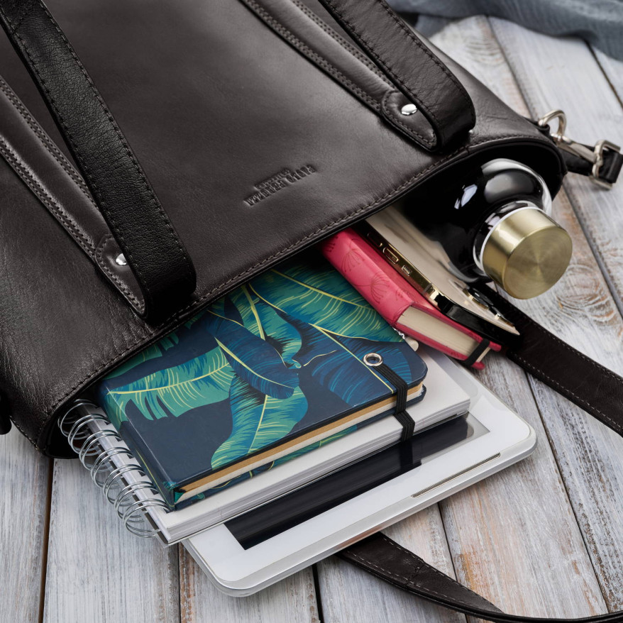 Torebka damska skórzana na ramię brązowa pojemna shopper bag Paolo Peruzzi