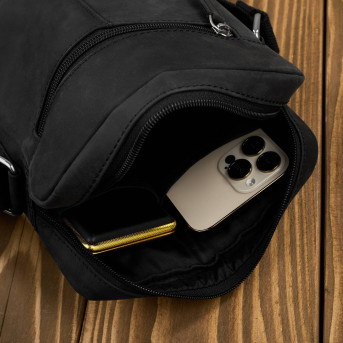 Saszetka męska skórzana na ramię czarna listonoszka vintage