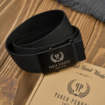 Pasek do spodni męski pasek parciany do jeansów czarny Paolo Peruzzi