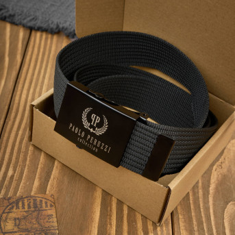 Pasek do spodni męski pasek parciany do jeansów czarny Paolo Peruzzi