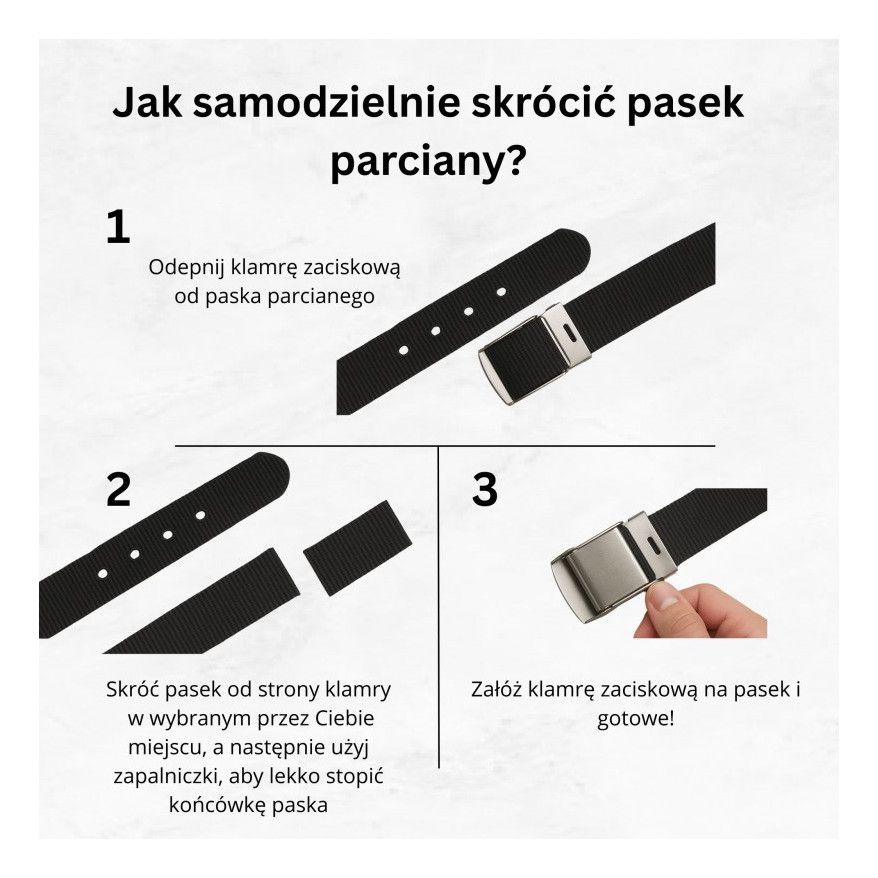 Pasek do spodni męski parciany 125 cm pasek z klamrą ciemnozielony PW-29-125