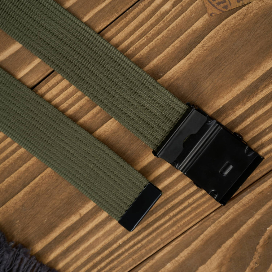 Pasek do spodni męski parciany 105 cm pasek z klamrą ciemnozielony PW-29-105