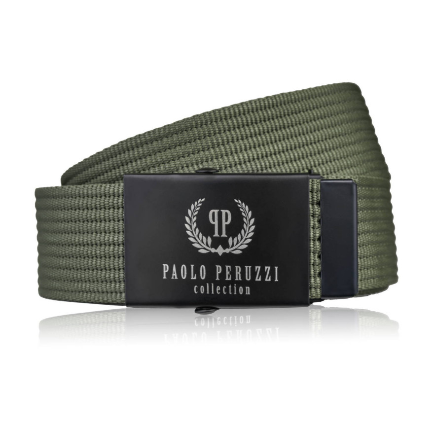 Pasek męski parciany 95 cm pasek męski do spodni ciemnozielony PW-29-95 Paolo Peruzzi