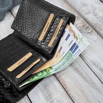 Portfel damski skórzany mały croco czarny Paolo Peruzzi