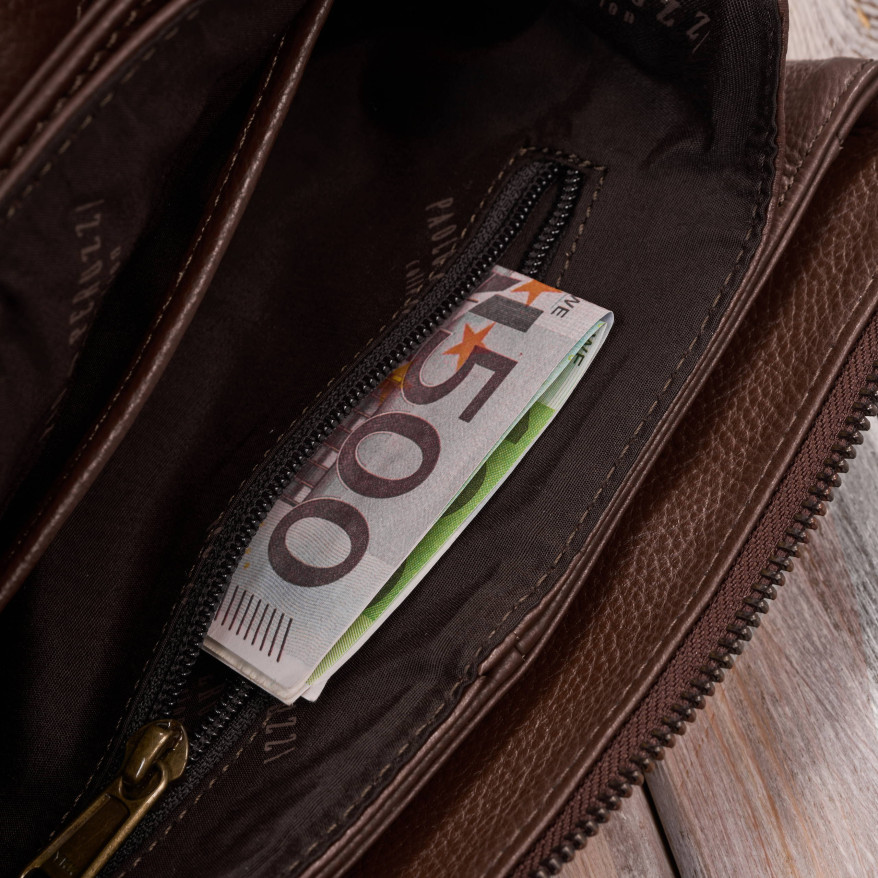 Torebka damska skórzana na ramię brązowa kompaktowa listonoszka IM-04-BR