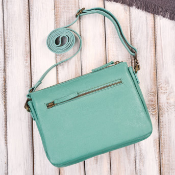 Torebka damska skórzana na ramię turkusowa kompaktowa listonoszka IM-04-AQ