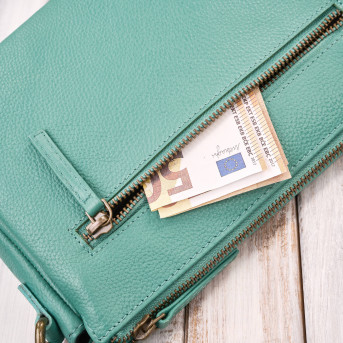 Torebka damska skórzana na ramię turkusowa kompaktowa listonoszka IM-04-AQ