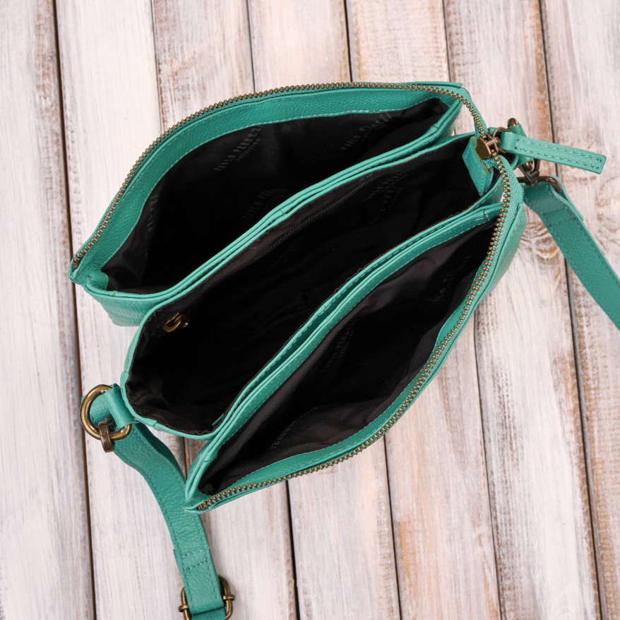 Torebka damska skórzana na ramię turkusowa kompaktowa listonoszka IM-04-AQ