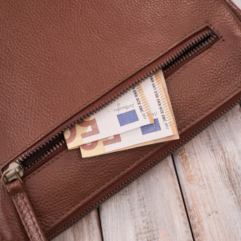 Torebka damska skórzana na ramię koniakowa kompaktowa listonoszka IM-04-CG