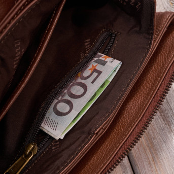 Torebka damska skórzana na ramię koniakowa kompaktowa listonoszka IM-04-CG