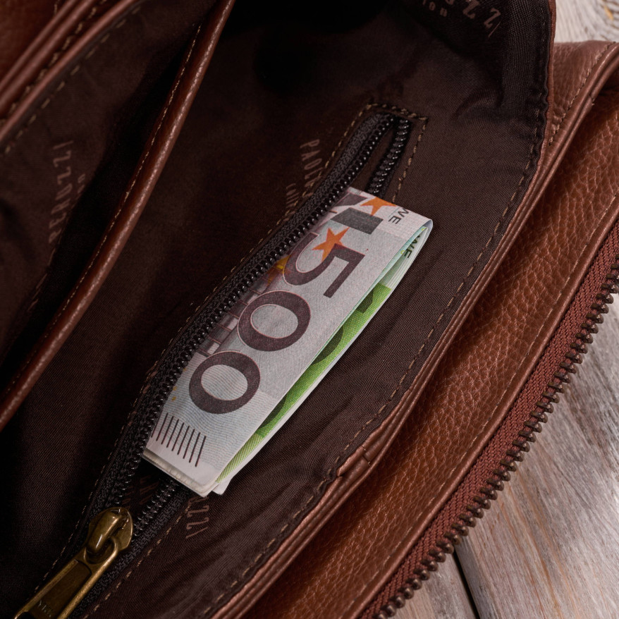 Torebka damska skórzana na ramię koniakowa kompaktowa listonoszka IM-04-CG