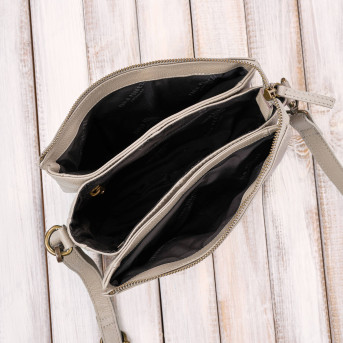 Torebka damska skórzana na ramię kremowa kompaktowa listonoszka IM-04-CR