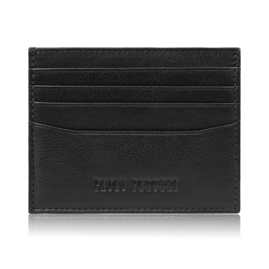 Etui na karty kredytowe skórzane praktyczne etui RFID czarne z wycięciem AY-16-BL