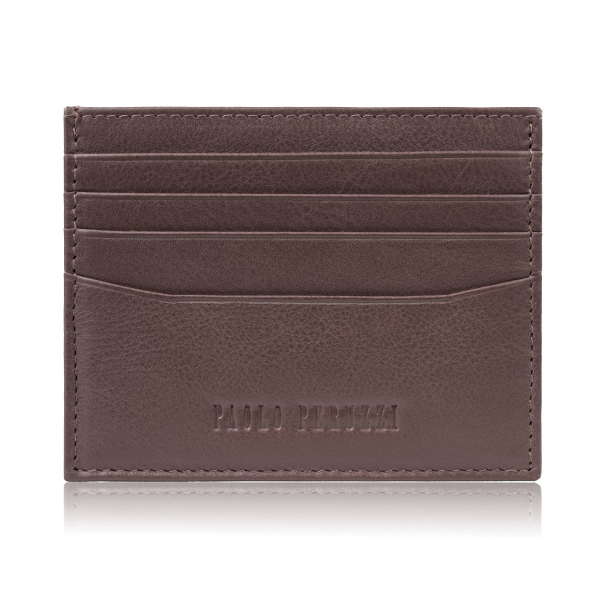 Etui na karty kredytowe praktyczne etui ze skóry naturalnej RFID koniakowe AY-16-CG