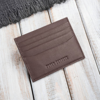 Etui na karty kredytowe praktyczne etui ze skóry naturalnej RFID koniakowe