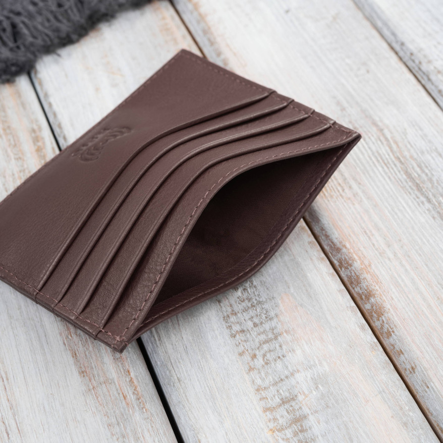 Etui na karty kredytowe praktyczne etui ze skóry naturalnej RFID koniakowe