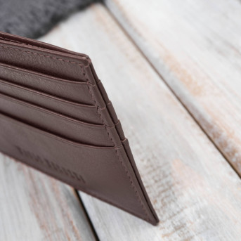 Etui na karty kredytowe praktyczne etui ze skóry naturalnej RFID koniakowe